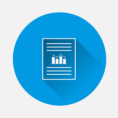 Vector document icon with growth rate and text on blue background. Symbol of fast money. Flat image with long shadow.
