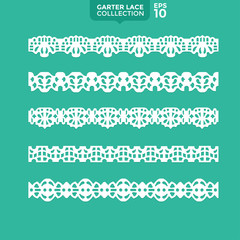 Fototapeta premium Set of garter lace ornament for embroidery, cutting sticker, cutting paper and laser cut