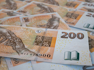 Money of Czesh Republic, financial background. CZK. Macro shot