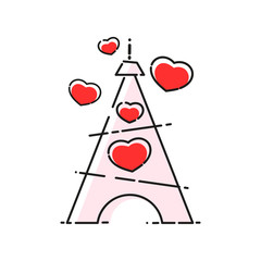 Silhouette of Eiffel tower on the pink watercolor