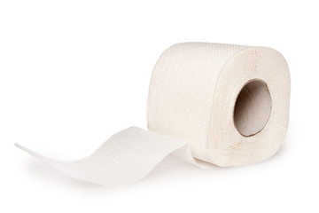 toilet paper rolls perforated close up on white background