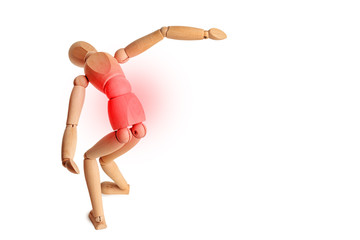 figure of a man depicting a pain attack in the lower back, the concept of pain, osteochondrosis