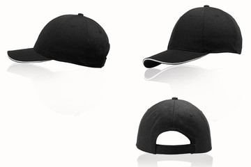black cap on a white background 