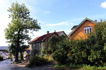 Wooden houses, typical for southern Norway.
