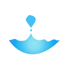 Splashes of water fall from liquid droplets