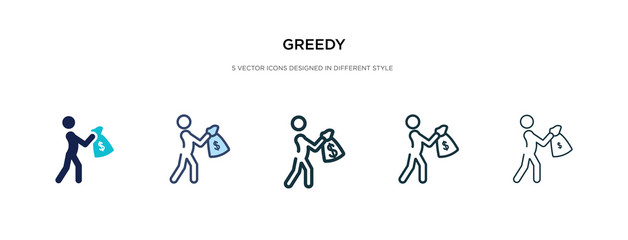 greedy icon in different style vector illustration. two colored and black greedy vector icons designed in filled, outline, line and stroke style can be used for web, mobile, ui