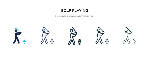 golf playing icon in different style vector illustration. two colored and black golf playing vector icons designed in filled, outline, line and stroke style can be used for web, mobile, ui