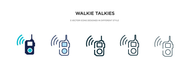 walkie talkies icon in different style vector illustration. two colored and black walkie talkies vector icons designed in filled, outline, line and stroke style can be used for web, mobile, ui