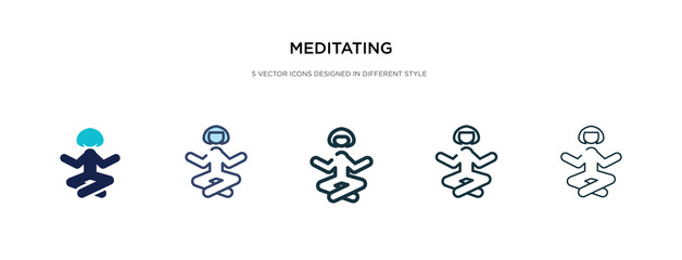 meditating icon in different style vector illustration. two colored and black meditating vector icons designed in filled, outline, line and stroke style can be used for web, mobile, ui