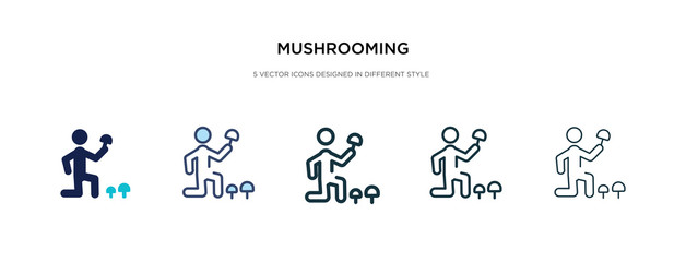 mushrooming icon in different style vector illustration. two colored and black mushrooming vector icons designed in filled, outline, line and stroke style can be used for web, mobile, ui