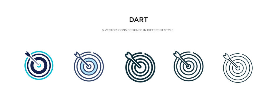 dart icon in different style vector illustration. two colored and black dart vector icons designed in filled, outline, line and stroke style can be used for web, mobile, ui