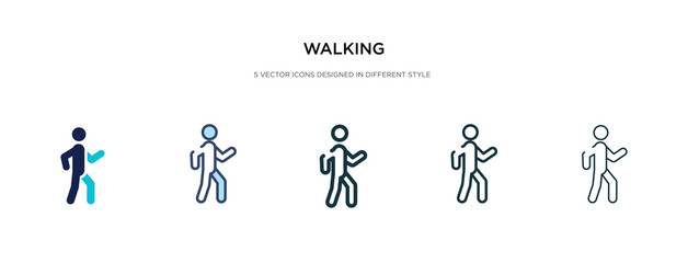 walking icon in different style vector illustration. two colored and black walking vector icons designed in filled, outline, line and stroke style can be used for web, mobile, ui