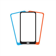 smartphone with blank screen isolated on white