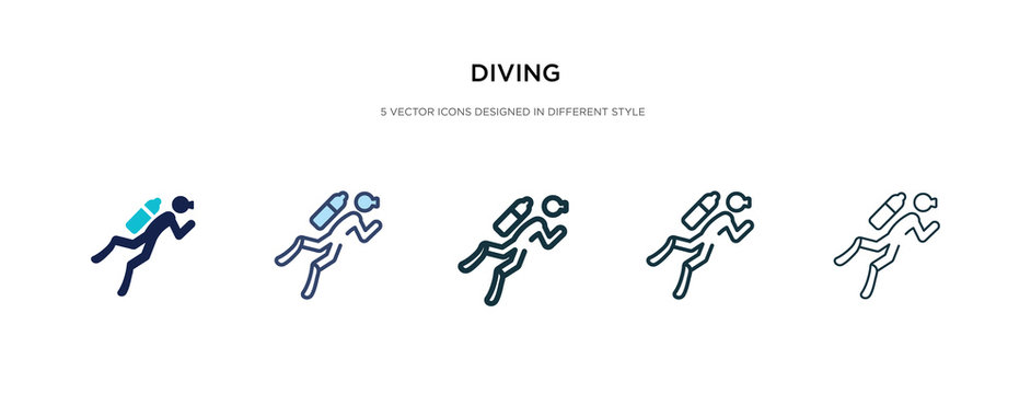 diving icon in different style vector illustration. two colored and black diving vector icons designed in filled, outline, line and stroke style can be used for web, mobile, ui