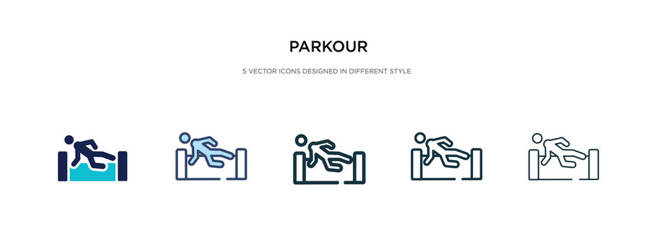 parkour icon in different style vector illustration. two colored and black parkour vector icons designed in filled, outline, line and stroke style can be used for web, mobile, ui