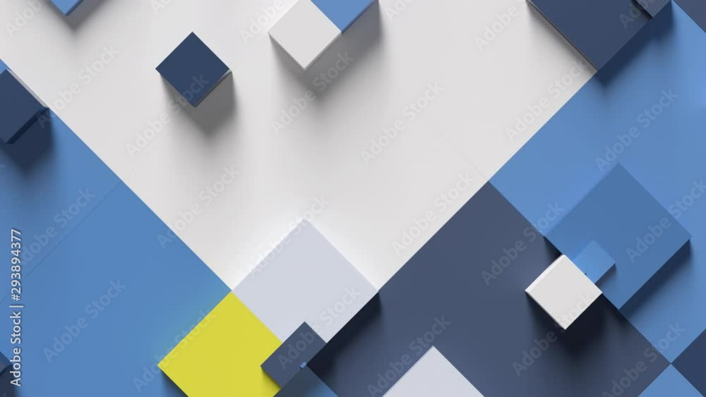 Poster abstract 3d render background made of rectangular shapes. simple geometric forms. loopable sequence.