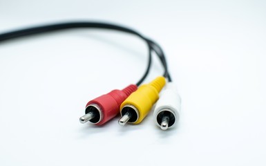 Rca connector for audio and video on white background.