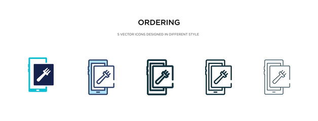 ordering icon in different style vector illustration. two colored and black ordering vector icons designed in filled, outline, line and stroke style can be used for web, mobile, ui