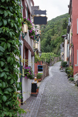 narrow street in Bernkastel, Germany