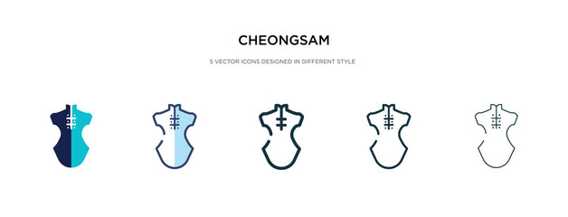 cheongsam icon in different style vector illustration. two colored and black cheongsam vector icons designed in filled, outline, line and stroke style can be used for web, mobile, ui
