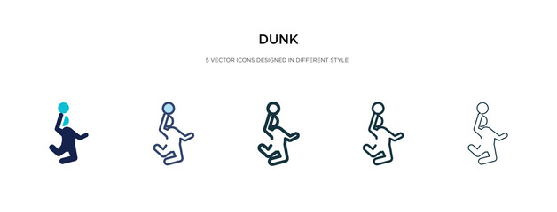 dunk icon in different style vector illustration. two colored and black dunk vector icons designed in filled, outline, line and stroke style can be used for web, mobile, ui