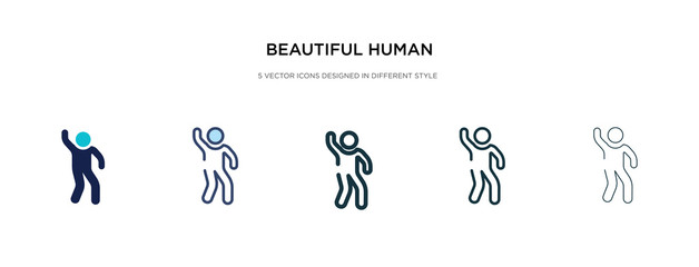 beautiful human icon in different style vector illustration. two colored and black beautiful human vector icons designed in filled, outline, line and stroke style can be used for web, mobile, ui