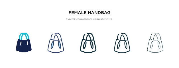 female handbag icon in different style vector illustration. two colored and black female handbag vector icons designed in filled, outline, line and stroke style can be used for web, mobile, ui