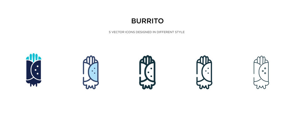 burrito icon in different style vector illustration. two colored and black burrito vector icons designed in filled, outline, line and stroke style can be used for web, mobile, ui