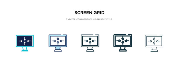 screen grid icon in different style vector illustration. two colored and black screen grid vector icons designed in filled, outline, line and stroke style can be used for web, mobile, ui