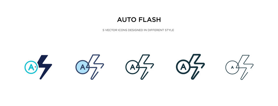 auto flash icon in different style vector illustration. two colored and black auto flash vector icons designed in filled, outline, line and stroke style can be used for web, mobile, ui