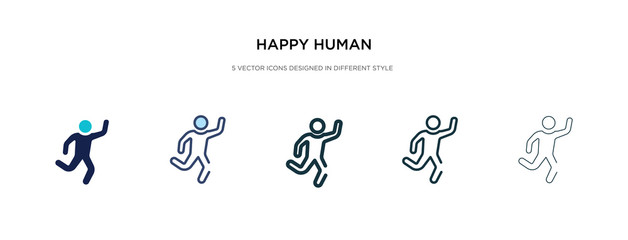 happy human icon in different style vector illustration. two colored and black happy human vector icons designed in filled, outline, line and stroke style can be used for web, mobile, ui