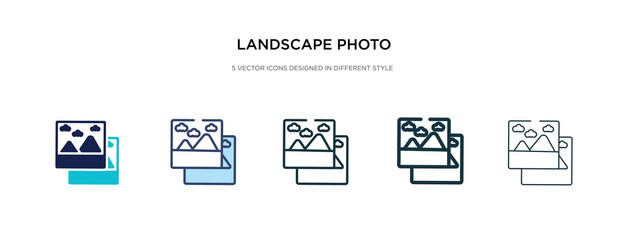 landscape photo icon in different style vector illustration. two colored and black landscape photo vector icons designed in filled, outline, line and stroke style can be used for web, mobile, ui