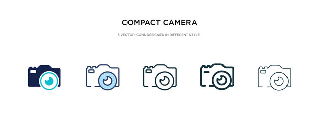 compact camera icon in different style vector illustration. two colored and black compact camera vector icons designed in filled, outline, line and stroke style can be used for web, mobile, ui