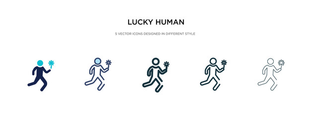 Fototapeta na wymiar lucky human icon in different style vector illustration. two colored and black lucky human vector icons designed in filled, outline, line and stroke style can be used for web, mobile, ui