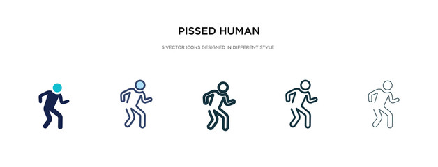 Fototapeta na wymiar pissed human icon in different style vector illustration. two colored and black pissed human vector icons designed in filled, outline, line and stroke style can be used for web, mobile, ui
