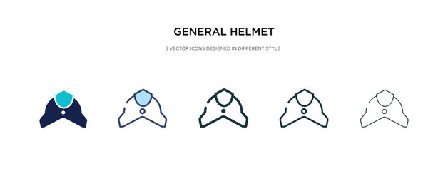 general helmet icon in different style vector illustration. two colored and black general helmet vector icons designed in filled, outline, line and stroke style can be used for web, mobile, ui