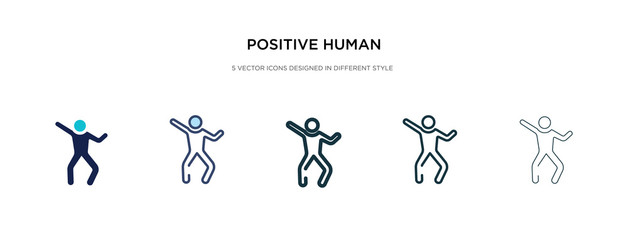 positive human icon in different style vector illustration. two colored and black positive human vector icons designed in filled, outline, line and stroke style can be used for web, mobile, ui