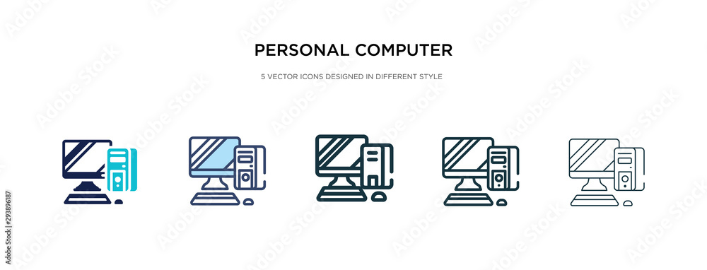 Poster personal computer icon in different style vector illustration. two colored and black personal comput