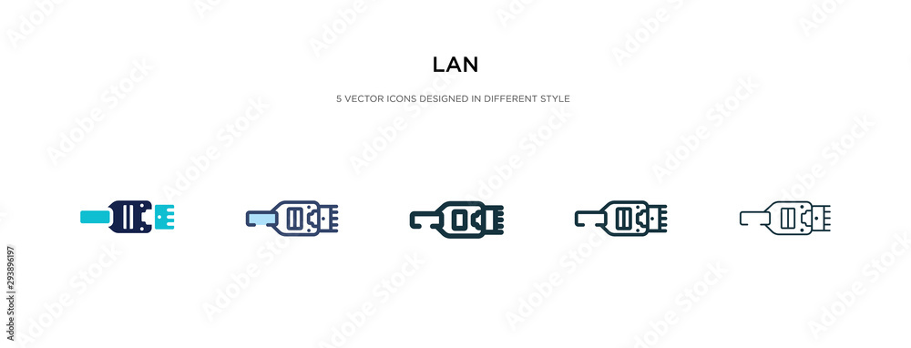 Sticker lan icon in different style vector illustration. two colored and black lan vector icons designed in 