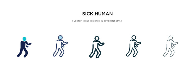 Naklejka premium sick human icon in different style vector illustration. two colored and black sick human vector icons designed in filled, outline, line and stroke style can be used for web, mobile, ui