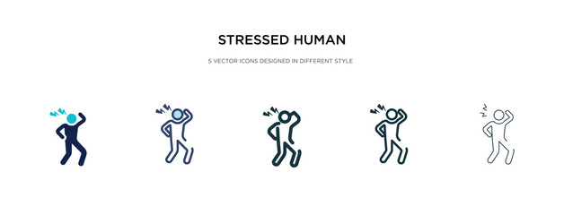 stressed human icon in different style vector illustration. two colored and black stressed human vector icons designed in filled, outline, line and stroke style can be used for web, mobile, ui