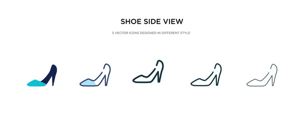 shoe side view icon in different style vector illustration. two colored and black shoe side view vector icons designed in filled, outline, line and stroke style can be used for web, mobile, ui