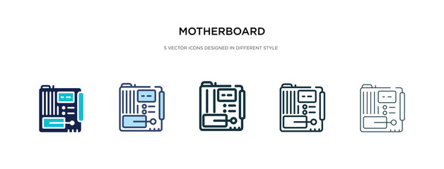 motherboard icon in different style vector illustration. two colored and black motherboard vector icons designed in filled, outline, line and stroke style can be used for web, mobile, ui