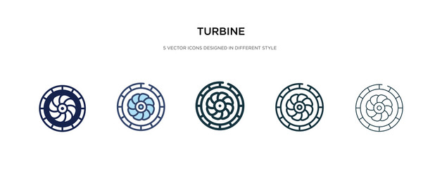 turbine icon in different style vector illustration. two colored and black turbine vector icons designed in filled, outline, line and stroke style can be used for web, mobile, ui © zaurrahimov