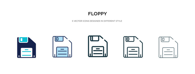floppy icon in different style vector illustration. two colored and black floppy vector icons designed in filled, outline, line and stroke style can be used for web, mobile, ui