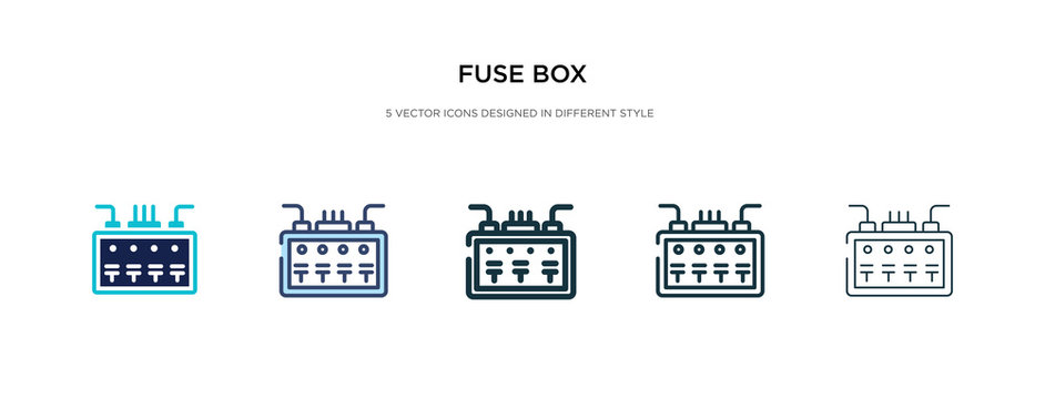 fuse box icon in different style vector illustration. two colored and black fuse box vector icons designed in filled, outline, line and stroke style can be used for web, mobile, ui