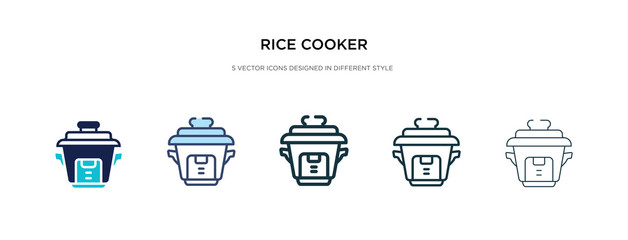 rice cooker icon in different style vector illustration. two colored and black rice cooker vector icons designed in filled, outline, line and stroke style can be used for web, mobile, ui