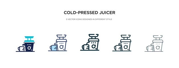 cold-pressed juicer icon in different style vector illustration. two colored and black cold-pressed juicer vector icons designed in filled, outline, line and stroke style can be used for web,