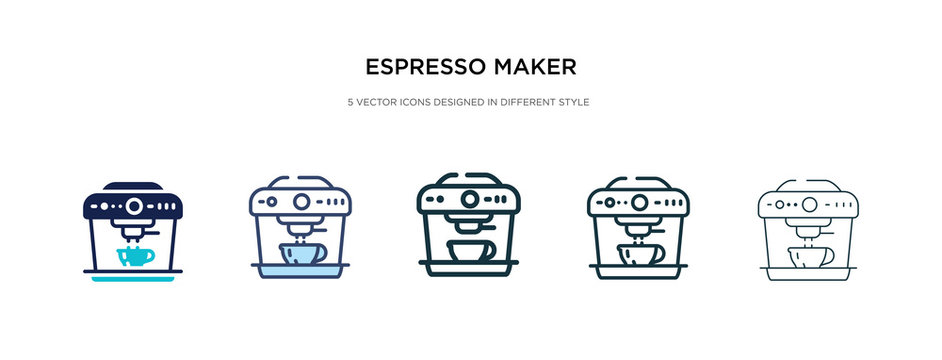 espresso maker icon in different style vector illustration. two colored and black espresso maker vector icons designed in filled, outline, line and stroke style can be used for web, mobile, ui