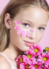 portrait of little model girl in studio